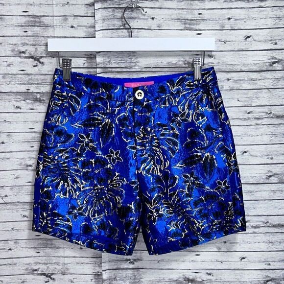Lilly Pulitzer Callahan High Rise Shorts Twilight Floral Brocade - Picture 3 of 10